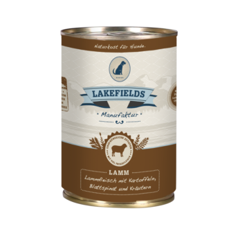 Lakefields Hundefutter Nassfutter Dosenfleisch Menü Lamm 400g